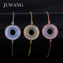 JUWANG 2018 Round Blue Cubic Zirconia Bracelets for Women AAA+ Rhinestone Crystal  Gold /Sliver Color Luxury Party Love Gifts 2024 - buy cheap