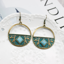 Vintage Round Half-hollow Earrings Green Stone BOHO Drop Earrings For Women Holiday Dangle Earring Jewelry Orecchini 2024 - buy cheap