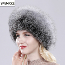 New Russia Gril Fashion Real Fox Fur Bomber Hat Quality Natural Soft Fox Fur Cap Women Warm Luxurious 100% Genuine Fox Fur Hats 2024 - buy cheap