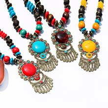 Handmade Bohemia Nepal Necklace Buddhist Wood Beads Pendant& Necklace For Women Ethnic Flower Long Statement Jewelry Women Men 2024 - buy cheap