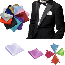 New 35 Solid Colors Men's Hanky Satin Solid Plain Suits Pocket Square Wedding Party Hotel Handkerchief 2024 - buy cheap