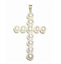 AAA NATURAL WHITE CROSS PEARL YELLOW PENDANT NECKLACE 17" 2024 - buy cheap