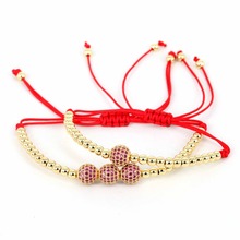 Anil Arjandas 4mm Round Beads Braided Bracelets 8mm Pave Setting Red CZ Charm Macrame Jewelry Bracelets For Women Pulseras Mujer 2024 - buy cheap