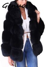 Genuo New Women Winter Jacket Coat Long sleeve collar Luxury Faux Fox Fur Coat Jacket  Faux Fur Warm Coat Outwear With hooded 2024 - buy cheap