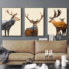 Abstract Deer Forest Mountain Landscape Wall Art Canvas Painting Nordic Posters And Prints Wall Pictures For Living Room Decor 2024 - buy cheap