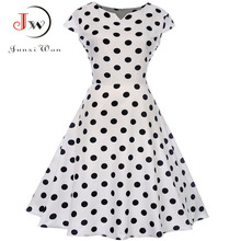 White Polka Dot Women Summer Dress Robe Pin Up Retro 50s Vintage Rockabilly Swing Dresses Floral Slim Elegant Party Dress 2024 - buy cheap