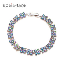 ROLILASON Romantic Style Flower Design Zircon Silver plated Charm Bracelets Elegant Fashion jewelry for Ladies TB891 2024 - buy cheap