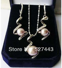 Wholesale free shipping >>Pink pearl Jewellery necklace earring set 2024 - buy cheap