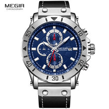 Megir relógio de pulso quartzo masculino, com pulseira de couro com data estiloso casual formal para homens 2018 2024 - compre barato