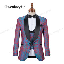 Gwenhwyfar2019 Groom Tuxedos One Button black Shawl Lapel Best Man Suits Wedding Groomsman Men Wedding Suits formal party suits 2024 - buy cheap