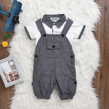 2 Pcs/Set Newborn Toddler Baby Boy Clothes Gentleman style Short Sleeved T-shirt+Overalls Casual Outfits Infant Clothing Set 2024 - buy cheap
