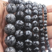 Free Shipping 4 6 8 10 12 14mm Snowflake Obsidian Gems Genuine Natural Round Beads Stone Findings DIY Beads Strand 15" 2024 - buy cheap