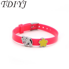 TDIYJ Keeper Red 8MM Silicone Bracelet Summer Cow Yellow Flower Children  DIY Keeper Slide Charms 1Set 2024 - buy cheap