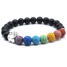 Paw 7 Chakras Bracelet 8mm Colourful Lava Stone Beads DIY Arom Essential Oil Diffuser Bracelet Yoga Strand Jewelry Women Men 2024 - buy cheap