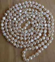 Wholesale Pearl Jewelry , 64 Inches Long 8-9mm White Baroque Color Genuine Freshwater Pearl Necklace - Handmade - Free Shipping. 2024 - buy cheap