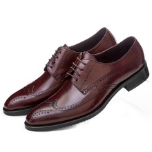 Sapatos de couro genuíno para homens, alta qualidade, preto/marrom, sapatos sociais, sapatos masculinos de casamento 2024 - compre barato