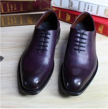 Goodyear-zapatos de cuero de vaca para hombre, calzado de vestir, color púrpura, para hombres, zapatos de boda planos, negocios 2024 - compra barato