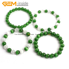 Rope Bracelets Dark Green Cat Eye Glass Beads Bracelets Fashion Jewelry For Woman 7.5inch FreeShipping Wholesale Gem-inside 2024 - buy cheap