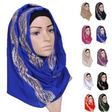 Pañuelo largo de gasa con diamantes de imitación para mujer, Hijab musulmán, chal suave para la cabeza, turbante islámico, 170x80cm 2024 - compra barato