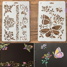 2Pcs 27cm Flower Edge Butterfly DIY Craft Layering Stencils Painting Scrapbooking Stamping Embossing Album Paper Template 2024 - buy cheap