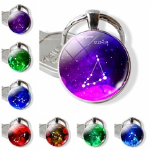 Birthday Gift 12 Constellation Keychain Aries Taurus Gemini Cancer Leo Virgo Libra Zodiac Jewelry Glass Cabochon Key Chain 2024 - buy cheap