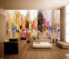 Papel de parede para decoração de casa, rolo de papel de parede 3d abstrato com pintura a óleo para sala de estar, quarto e cidade 2024 - compre barato