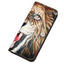 Handmade Genuine Leather Wallets Carving Lion Bag Purses Women Men Long Clutch Vegetable Tanned Leather Wallet Top Grade Gift 2024 - buy cheap