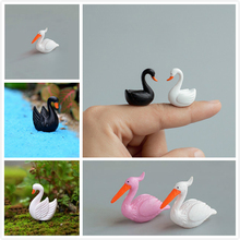 2pcs Romantic Lover White and Black Swan Couple Ornament Mini Garden Decor Terrarium Figurines Fairy Garden Miniatures Crafts 2024 - buy cheap