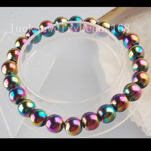 Free Shipping Fashion Jewelry 8mm Fashion Multicolor Magnetic Hematite Stretch Bracelet 7" FG6266 2024 - buy cheap