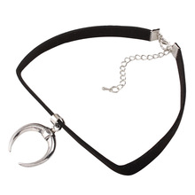 Gothic Personality Retro Crescent Clavicle Necklace Design Velvet Ribbon Pendant Necklace Charm Moon Choker Necklace Women 2024 - buy cheap