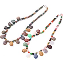 6pcs/lot Carnelian Onyx Natural Stone Quartz Waterdrop Round Beads String Teardrop Pendant Colorful Energy Healing Necklace Free 2024 - buy cheap