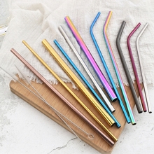 50pcs/lot Free shipping Reusable Drinking Straw Silver Gold colorful Stainless Steel Straw Cleaner Brush package bag 2024 - buy cheap