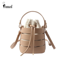 FUNMARDI Small Bucket Crossbody Bags Women Hollow Out PU Leather Handbags Female Shoulder Bags Summer Solid Color Totes WLHB1894 2024 - buy cheap