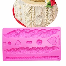 Molde de silicone textura de tricô lã 3d, molde de bolo de natal, ferramentas de decoração de bolo fondant, moldes de pasta de goma de chocolate t1484 2024 - compre barato