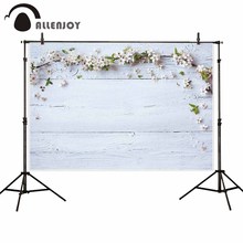 Allenjoy photography backdrops Spring white flower wooden floor wall background photo studio photophone photocall shoot prop 2024 - buy cheap