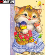 Homfun quadrado completo/broca redonda 5d diy pintura de diamante "desenho gato" bordado ponto de cruz 3d decoração de casa presente a12650 2024 - compre barato