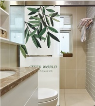 Adesivo de porta de vidro tamanho personalizado, adesivo da moda para banheiro, cozinha, transparente, folhas verdes penduradas 2024 - compre barato