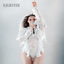 Djgrster fantasia de dança djgrster, maiô feminino de renda, perspectiva, sexy, boate, cantor, jazz, hip hop, dança, bodysuit 2024 - compre barato