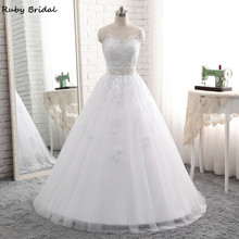 Ruby Bridal Vintage Long Ball Gown Wedding Dresses Princess White Tulle Appliques Beads Cheap Bridal Gowns Robe De Mariage P48 2024 - buy cheap