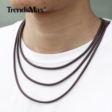 3mm marrom preto colar de couro para homens mulher de couro sintético aço inoxidável fecho magnético das mulheres dos homens colar hdnm17 2024 - compre barato