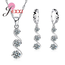 Wedding Shinning Girls Jewelry Sets Fashion 925 Sterling Silver Geometry Design Pendant Necklace/Earrings for Women 2024 - buy cheap