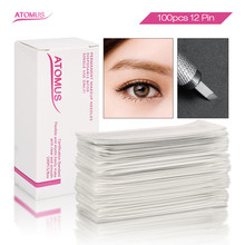 100pcs 12 Pins Permanent Makeup Eyebrow Tattoo Needles Blade Microshading 3D Agulha Microblading Lamina Blade Agulhas Tebori 2024 - buy cheap