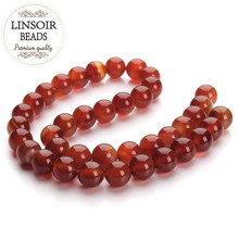 LINSOIR Natural Stone Red Onyx Agates Beads 2 3 4 6 8 10 12 14 16 18 20mm Loose Spacer Beads For Jewelry Making 40cm/strand 2024 - buy cheap