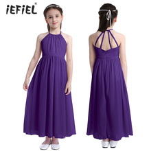 Iefiel-vestido de princesa com tecido chiffon, sem mangas, roupa de festa de aniversário, estilosa, para meninas, adolescentes, crianças 2024 - compre barato