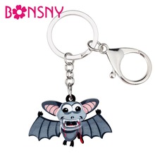 Bonsny Acrylic Halloween Blood Bat Key Chains Keychains Ring Anime Animal Jewelry For Women Girls Bag Purse Car Charms Wholesale 2024 - buy cheap