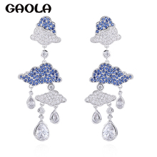 GAOLA Classic White Gold Color Plant Shape Clear Cubic Zirconia Dangle Earrings for Woman GLE7772 2024 - buy cheap