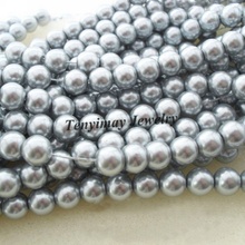 Envío Gratis cuentas sueltas de perlas de imitación de cristal gris plateado de 8mm, accesorio de perlas de imitación 2024 - compra barato