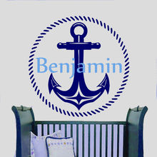 Anchor Boy Nautical Custom Name Personalized Name Wall Sticker Vinyl Art Poster Mural Decals Design Kids Baby Bedroom Decor W342 2024 - buy cheap