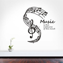 La música es la medicina de la mente pegatinas de pared notas musicales Stave decoración del hogar calcomanías de pared para sala de estar dormitorio Z964 2024 - compra barato