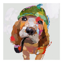 Modern Handpainted Animals Oil Painting For Living Room Wall Pictures Abstract Art Funny Dog Paintings on Canvas Wall Deocr 2022 - buy cheap